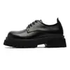 [Personalizado] Zapatos Derby para Hombre, Zapatos Formales de Cuero Estilo Británico de Alta Gama con Punta Redonda, Zapatos con Suela Gruesa para Aumentar la Altura con Punta Ancha, Zapatos Pequeños de Cuero