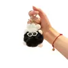 Bolsa Pequena Bola de Carvão Fofa com Pingente de Pelo Sintético de Coelho Rex Boneca de Pelúcia Pingente para Mochila Chaveiro de Carro Presente de Pelúcia