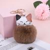 Directo de fábrica nuevo llavero de bola de pelo de conejo Rex de imitación de gato de la suerte, lindo gato, adornos de bola de pelo para bolso, pequeños regalos