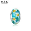 Venta caliente cuentas de cristal tallado azul zafiro DIY patrón de flor mariposa arcoíris cuentas esmaltadas cuentas de agujero grande pulsera con cuentas