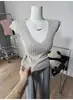 Top de Punto de Manga Corta con Cuello en V Grande, Camisa Base Ajustada, Nuevo Estilo Primavera/Verano, Negro, Talla Única, Blanco, Rosa, Patrón de Olas