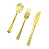 Cuchillo, Tenedor y Cuchara Desechables Dorados Transfronterizos de Plástico Galvanizado Tenedor Fiesta Fiesta Cuchillo para Bistec Ps Vajilla Cuchara de Mango Largo