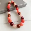 Colar ajustável com contas redondas de acrílico, toque de luxo leve e alta qualidade, corrente simples para clavícula, acessório moderno e versátil, atacado