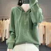 Suéter y cárdigan de punto modernos y elegantes para otoño/invierno para mujer, nueva colección 2024, diseño abierto con capucha y cremallera, color naranja