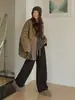 Pantalones Casuales Rectos Sueltos Talla Grande para Mujer ALINDM para Mujeres Ligeramente Gorditas, Pantalones de Pierna Ancha de Lana de Acetato de Invierno 100kg