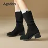 Botas Vaqueras Occidentales Augusden para Mujer 2026 Nuevas Otoño/Invierno Botines Negros con Tacón Grueso Apilado, Botas de Caballero Martin