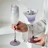 Vaso de Cristal de Tallo Alto con Patrón Espiral Morado Vidrio de Lujo Ligero Copa de Champán Copa de Cóctel Copa para Vino Tinto Copa para Whiskey Venta al por Mayor