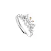 Anillo de Plata de Ley S999 para Amantes de los Gatos Lindo y Creativo Diseño de Garra de Gato Anillo de Pareja con Diamante Brillante Anillo Ajustable