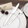 En Stock Juego de Cubiertos Portátil de Acero Inoxidable Liso Estilo Occidental, Juego de Tres Piezas para Filete (Cuchillo y Tenedor), Juego de Dos Piezas para Regalo, Personalizable con Logo, Venta al por Mayor