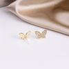 Pendientes de mariposa con microincrustaciones de circonita y aguja de plata, hermosos y brillantes diamantes, estilo Chanel de lujo, elegantes y cortos, exquisitos pendientes.