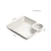 Plato de plástico estilo japonés para dumplings con platillo para vinagre escurridor plato casero para dumplings postre postre plato para sushi repostería comercial al por mayor