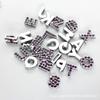 Letras de diamante de 8 mm, aleación de zinc alfanumérica, para manualidades, estilo inglés, con letras de diamante púrpura, accesorios de joyería