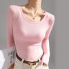 Camiseta Básica de Cuello Redondo de Modal para Mujer, Manga Larga, Nueva 2026, Principios de Primavera y Otoño, Top Delgado Ajustado