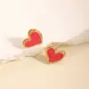 Pendientes de Tachuela con Diseño Minimalista Coreano y Japonés en Forma de Corazón, Pendientes Huecos Versátiles Únicos, Accesorios para Orejas de Acero Inoxidable con Estilo Cool de Goteo de Aceite para Mujer