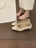 Sapatos de Cetim para Noite com Salto Embutido Estilo Francês Bico Quadrado Baixo Slip-On Versáteis e Confortáveis para o Dia a Dia Sapatos Planos de Fada para Mulheres