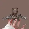 Novo Presilha de Garra de Cristal com Flor de Trabalho Pesado Leve de Luxo Primavera e Verão para Mulheres Super Atmosfera de Fada Parte de Trás da Cabeça Coque de Cabelo Presilha Tubarão Acessórios de Cabelo
