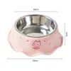 Tigela Única para Pet Padrão Ondulado Estilo Casa Proteção do Pescoço Antiderrapante Tigela Única para Gato Alimentação de Cachorro Alimentação de Água Tigela de Comida de Aço Inoxidável