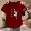 Camiseta de manga corta para mujer estilo chino, nuevo modelo principios de primavera 2024, ajuste holgado de verano, talla grande, top blanco de imitación de algodón