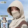 Máscara femenina de verano de seda de hielo con visera sombrero de sol transpirable protección UV cubierta Cara completa Kini verano