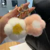 Chaveiro de Flor de Pelúcia Imitação de Pelo de Vison Fofo Pingente para Carro Decoração de Bolsa Girly Plush Presente de Aniversário