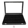 Caja Negra a Prueba de Polvo con 18 Compartimentos para Joyas, Collares, Anillos, Pendientes, Pulseras y Artículos de Colección, con Tapa