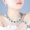 Conjunto de Pulseras Versátil de Moda Diamante Azul Super Flash Estilo Lujo Ligero Personalidad Cadena Elegante para la Clavícula Collar de Gama Alta Venta al por Mayor