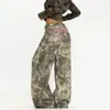 Pantalones de camuflaje bordados con ramas, estilo callejero holgado BTSG, pantalones casuales de trabajo de pierna ancha retro americano unisex