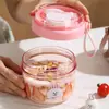 Copo de Café da Manhã Portátil Estudante Peça Única Dropshipping, Copo de Salada de Frutas com Aparência Elegante, Copo de Leite Selado à Prova de Vazamento com Tampa e Colher