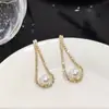 Pendientes de Moda Personalizados Dongdaemun para Mujer Aguja de Plata S925 Zirconia Perla Pendientes Pendientes de Nicho Retro Pendientes