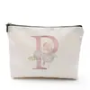 Bolsa de Cosméticos para Mujer Serie Alfabeto Inglés Impreso Densamente, Bolsa de Almacenamiento de Mano para Cosméticos y Joyería, Impermeable