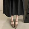 Zapatos Mary Jane Versátiles Retro de Gamuza con Punta Fina y Correa Única, Tacón Grueso 2026 para Mujeres Menudas, Zapatos Planos Forrados de Felpa para Otoño e Invierno