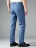 Calça Casual 9Mu para Homens, Estilo Fino Respirável de Verão, Resistente a Amassados, Calça Social Reta de Cintura Média para Homens 24325