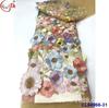 Material para vestido de noche bordado fondo grueso flor grande 3D malla transparente vestido aplique tela de encaje bordado