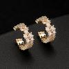 Estilo japonês e coreano 14K ouro brincos cor zircão clipe brincos simples orelha furos orelha dupla orelha fivela em forma de brincos em forma de C para as mulheres