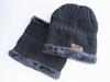 Bufanda de otoño e invierno gorro de lana para hombre engrosado con forro polar etiqueta de cuero gorro de punto tipo jersey protección para el cuello traje de dos piezas fabricante de sombreros
