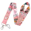 Lanyard de Gato Desenho Animado Fofo para Celular Chaveiro de Identificação Acessórios Tag para Pendurar no Pescoço Fita de Poliéster Porta-Cartão Pingente