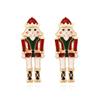 Pendientes de tuerca de aleación retro europea y americana con forma de gota de aceite y Cascanueces Pendientes de personaje de dibujos animados distintivos y lindos Pendientes Soldado Pendientes Mujer