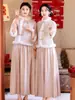 Nuevos Vestidos de Dama de Honor Engrosados Estilo Chino Colección Otoño e Invierno 2025, Vestidos Formales de Grupo de Hermanas Estilo Chino de Alta Gama Adelgazantes