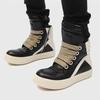 Nuevas Botas Cortas Trbottomy de Cuero Genuino Otoño e Invierno 2024 Estilo Europeo y Americano Caña Alta Triángulo Invertido Blanco y Negro Suela Gruesa Personalizada Aumentadoras Zapatos para Hombre Trbottomy