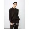 Cardigan de Tricô Simples com Gola Meia-Alta e Mangas Longas, Estilo Novo para o Inverno de 2026, para Mulheres com Design Único e Temperamento Elegante, Feito de Lã de Ovelha