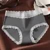 Roupa Íntima de Algodão Puro com Renda Francesa para Meninas, 100% Algodão Antibacteriana com Entrepernas Estendido Outono e Inverno Rendas Sexy Calcinhas Femininas Atacado