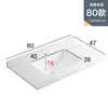 Gabinete de Baño Cerámico de Pared con Cubierta Semi-Empotrada, Lavabo Único Integrado con Placa de Roca para Lavado de Baño y Lavado de Manos