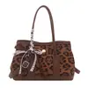 Bolsa de Mão Elegante de Couro Estampada de Leopardo de Alta Qualidade para Mulheres 2025 Inverno Moda Coreana Versátil Estilo Hot Girl Bolsa de Ombro Transversal