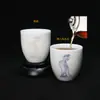 Taza de Té Cerámica Cambia de Color Sensible a la Temperatura para Ceremonia del Té, Taza de Agua de Cerámica Estilo Jade para Té Kung Fu, Taza de Maestro Azul y Blanco Estilo Antiguo con Forma de Sombrero