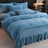 Nuevo Juego de Cubre Cama de Terciopelo Tallado de Cuatro Piezas, Terciopelo Térmico Grueso de Alto Peso para Invierno, Cubre Cama Completamente Mate, Terciopelo de Leche