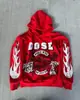 Amazon 2025 Sudadera de Moda Retro High Street Estampada en 3D Sudadera con Capucha Roja Sudaderas con Capucha de Manga Larga para Hombre y Mujer