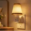Luz de presença plug-in base C7 GY272 formato de escada cilíndrico abajur de tecido quarto luz de cabeceira sensor de controle luz noturna
