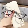 Óculos de Grau de Meia-Armação Oval Estilo Coreano Japonês Ins Fashionable Retro Artístico para Estudantes Femininas, Modernos e Únicos