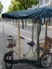 Triciclo Humano con Cubierta para la Lluvia, Parasol y Toldo para Recoger y Dejar Niños