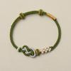 Novo nó chinês de oito caracteres tecido à mão, nó chinês étnico, pulseira de flor de pêssego, contas da sorte, acessórios dourados, cordão de mão
